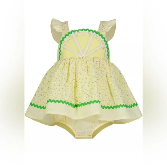 Brand New Baby Girls Lemon Seersucker Sundress and Hat Set, Size 24 Months, NWT - Picture 2 of 2